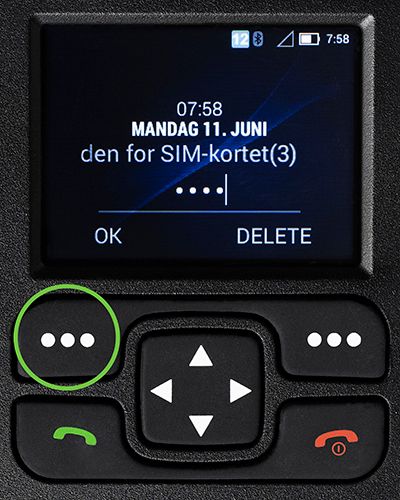 Venstre menytast er plassert rett under skjermen
