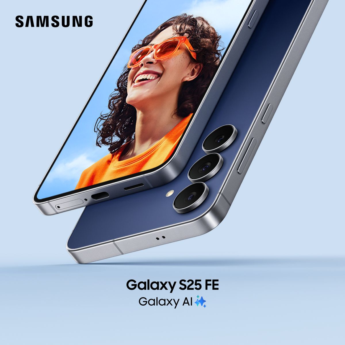 bilde av nye samsung galaxy s25 fe i fargen navy
