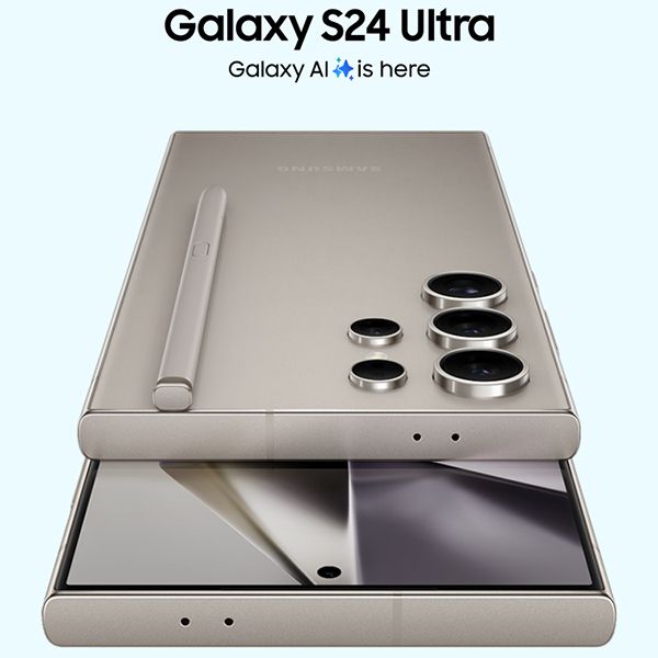 Galaxy S24 Ultra i fargen titanium gray