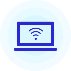 Ikon som illustrerer en PC med WiFi-signal