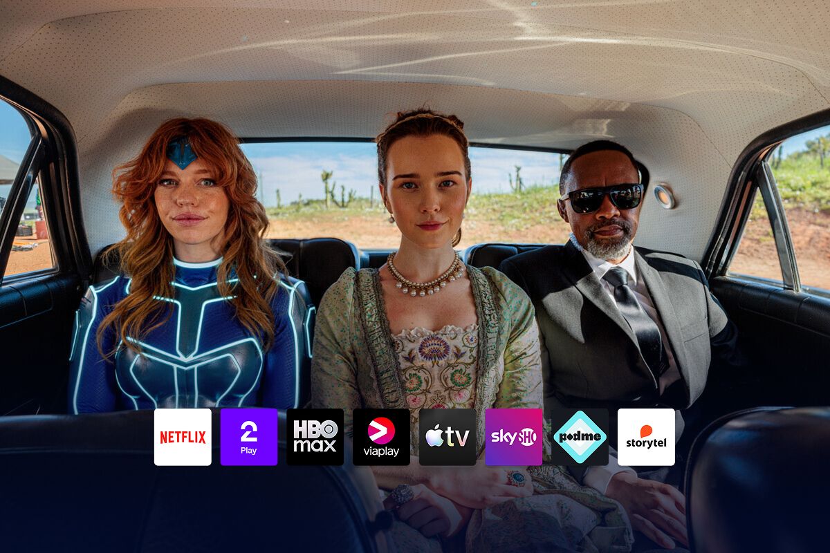 Karakter med strømmetjenestelogoer i Streamix