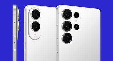 samsung galaxy s25-modeller på blå bakgrunn