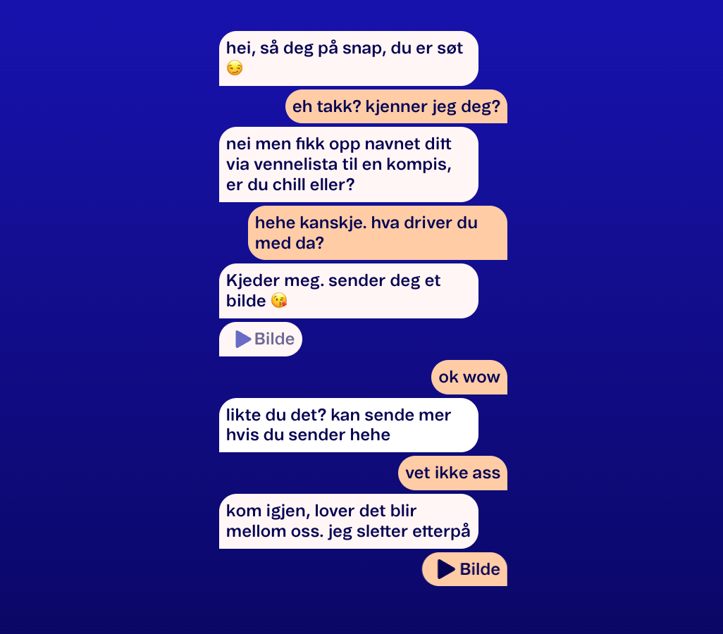 En Snapchat-samtale der en person prøver å få bilder fra en annen