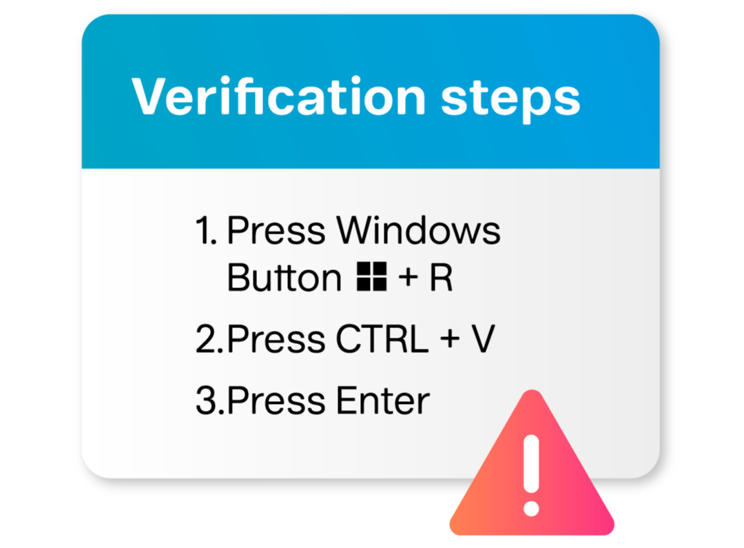 Trinn for verifisering med hurtigtaster og varseltrekant