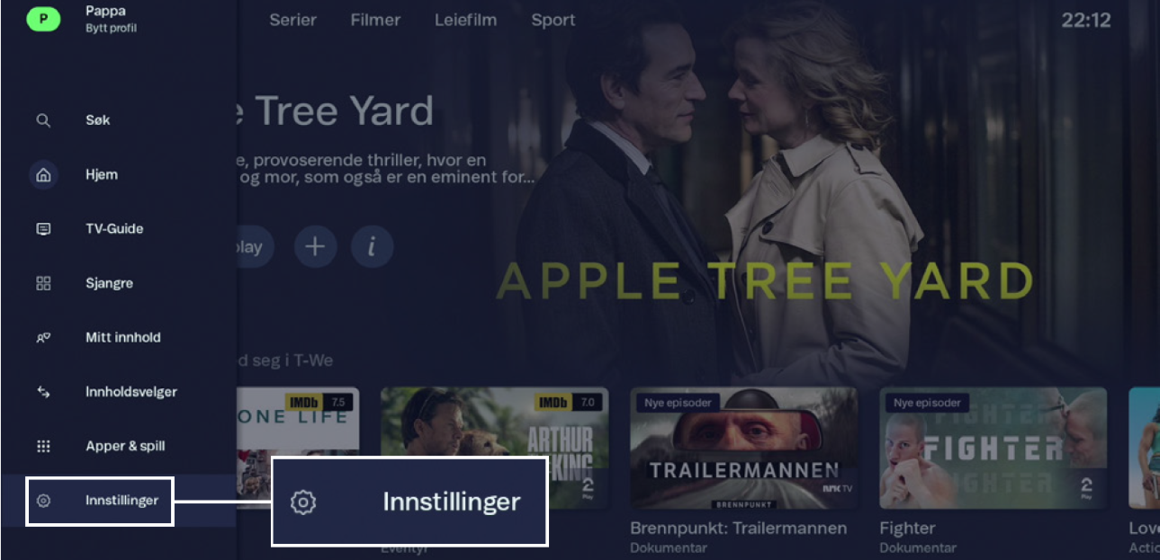 Innstillinger fra TV-skjermen