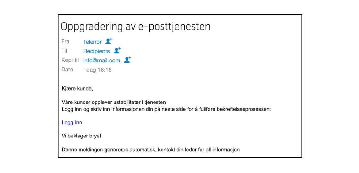 falsk e-post til Online e-postkunder