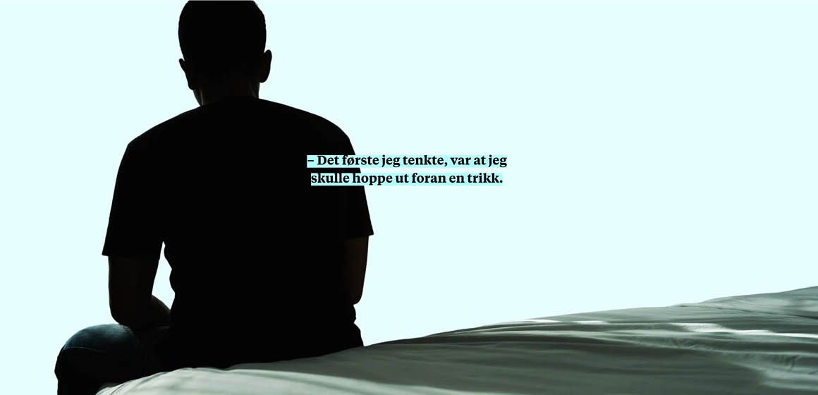 Silhuett av en person som sitter på en seng med tekst om tunge tanker