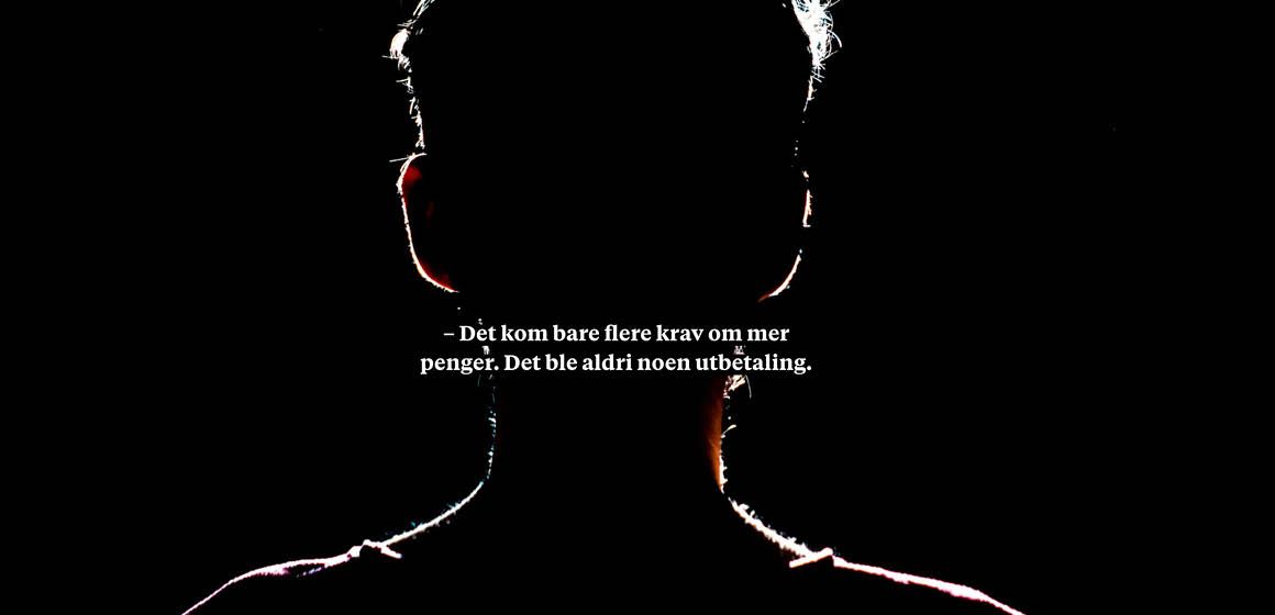 Mørklagt person med tekst om pengeløfter