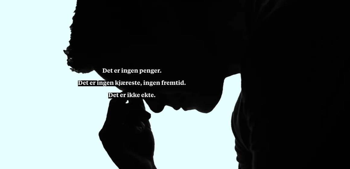 Skyggebilde av en person med tekst om tap og uvirkelighet