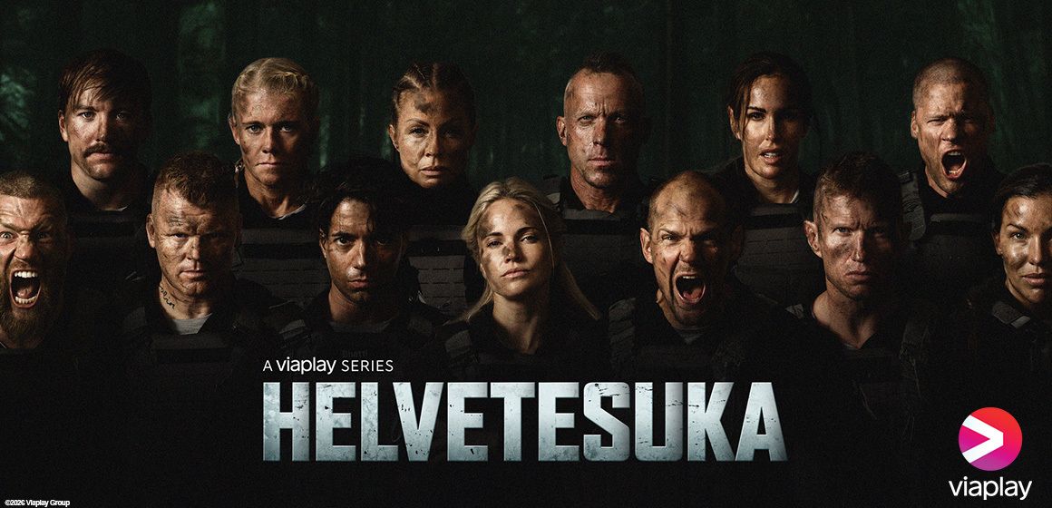 En gruppe deltakere i serien "Helvetesuka" fra Viaplay.