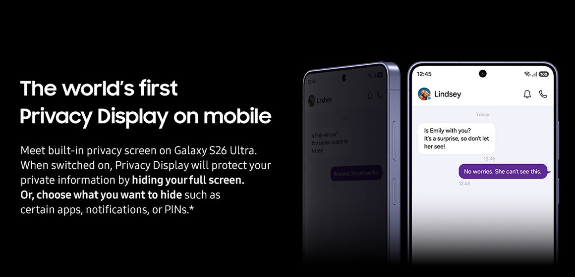 meldinger sendes mellom to venner som viser at skjermen er privat for innsyn