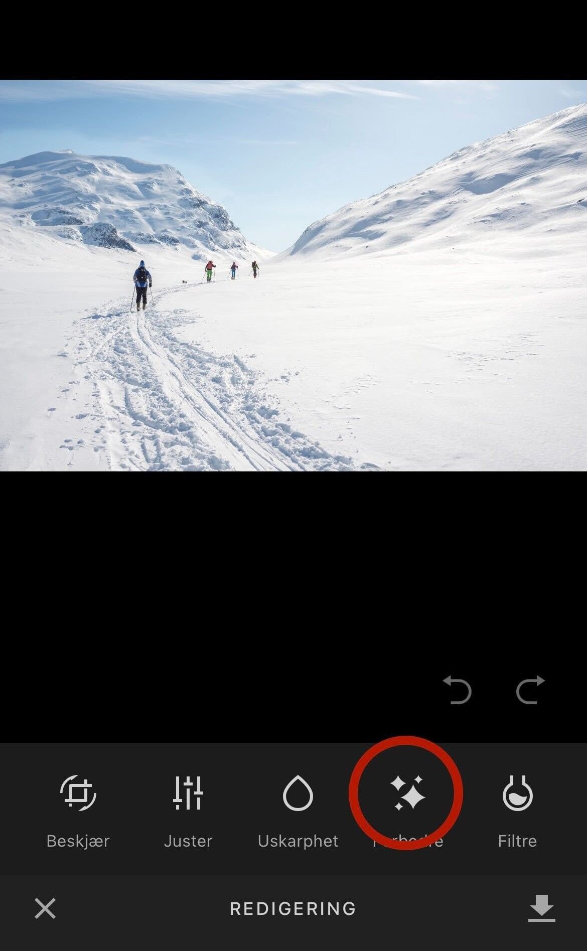Bilde som viser redigeringsskjermen i Min Sky-appen