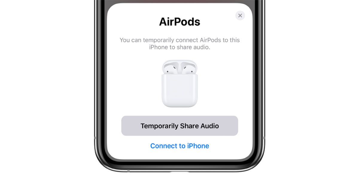 iPhone viser AirPods-tilkoblingsvalg