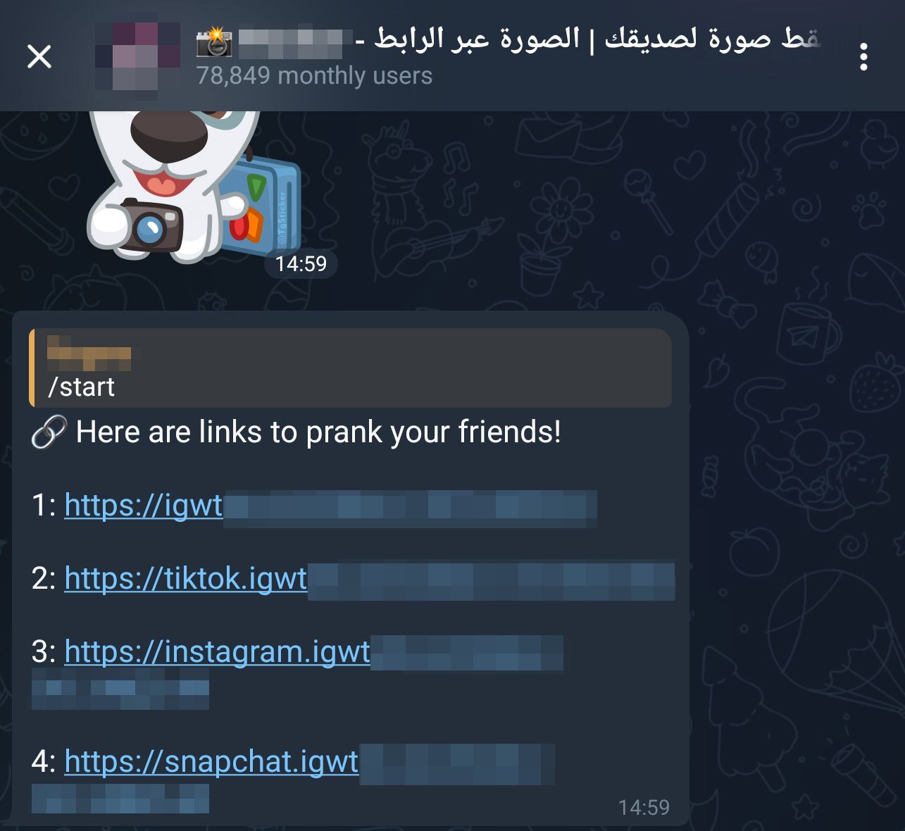 Bilde fra meldingsbot i Telegram