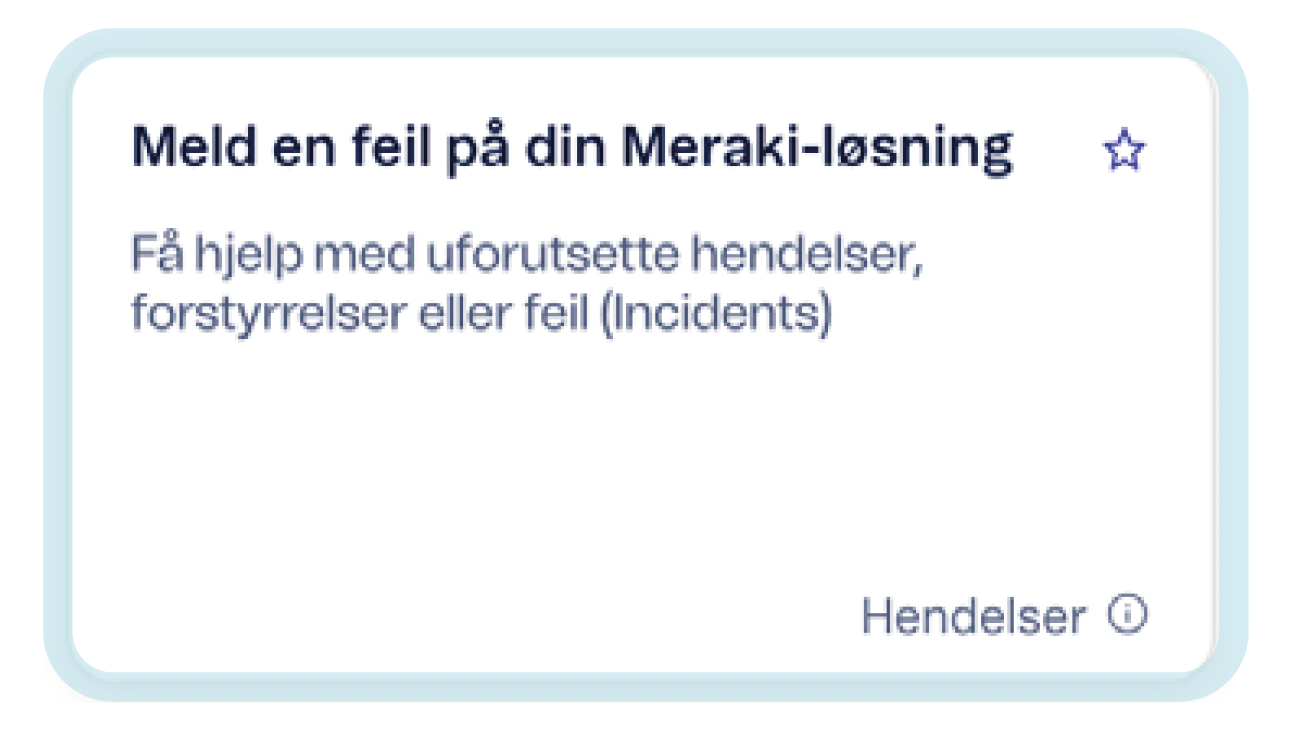 Skjema for å rapportere feil i Meraki-løsning