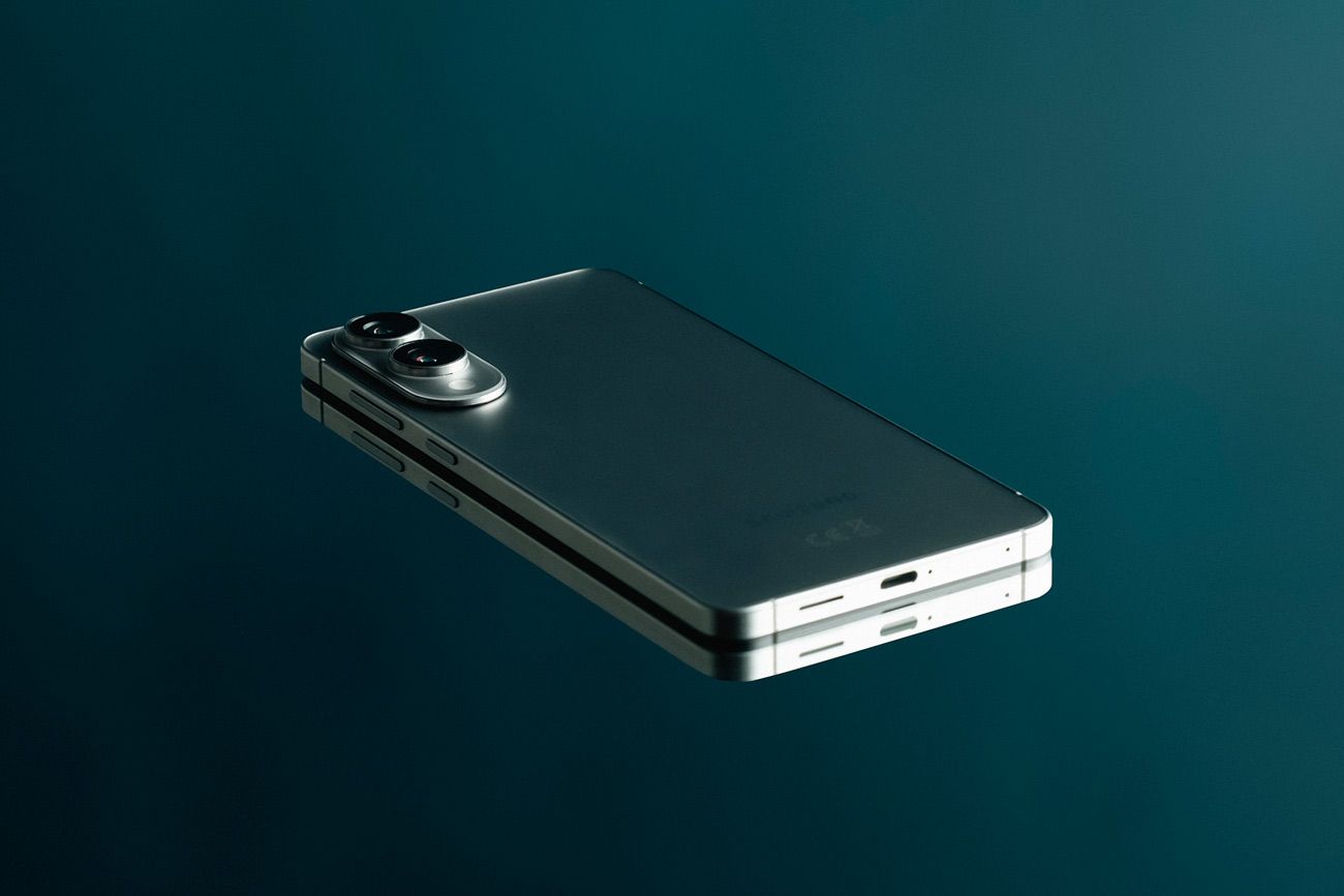 Sølvfarget og liggende Samsung Galaxy S25 Edge