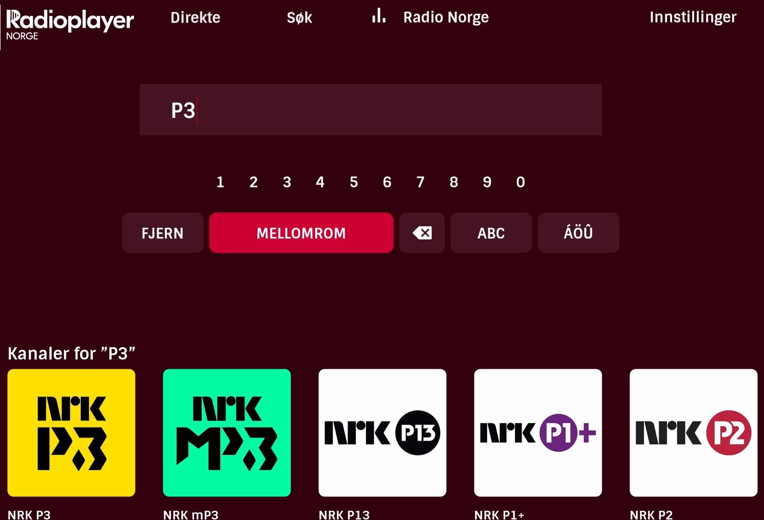 søk på kanaler - radioplayer