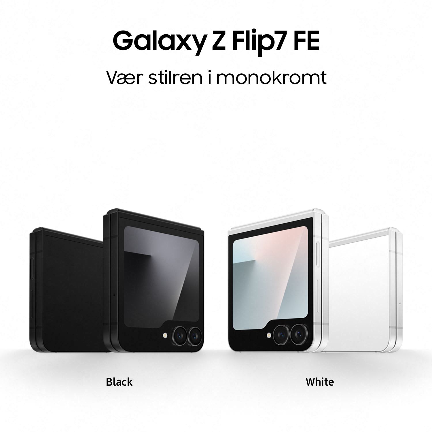 Nye Galaxy Z Flip7 FE i svart og hvitt