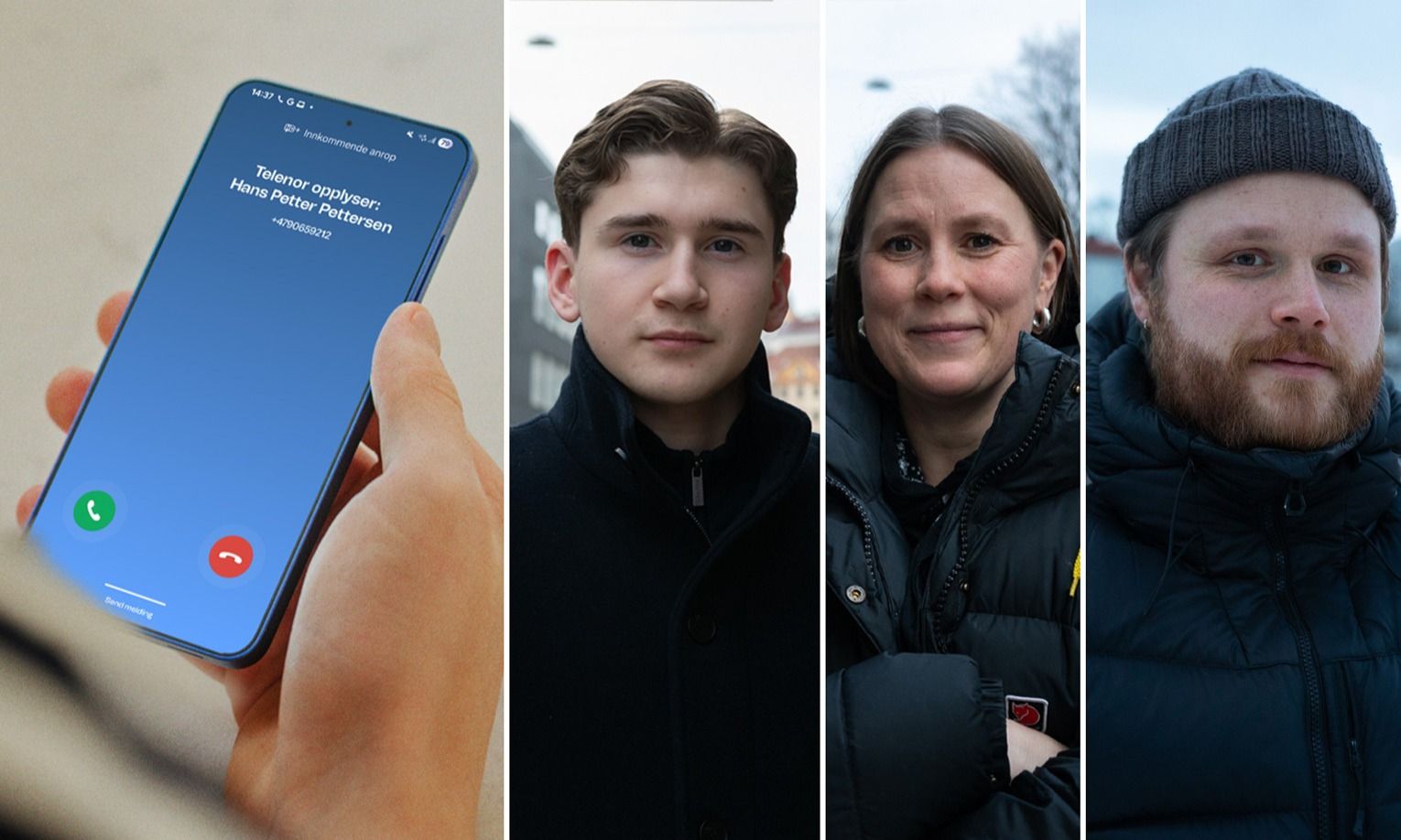 Mann med mobil i hånda