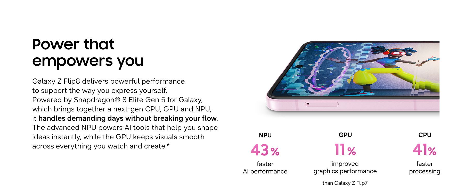 Galaxy Z Flip8 med kraftig ytelse og forbedret CPU, GPU og NPU