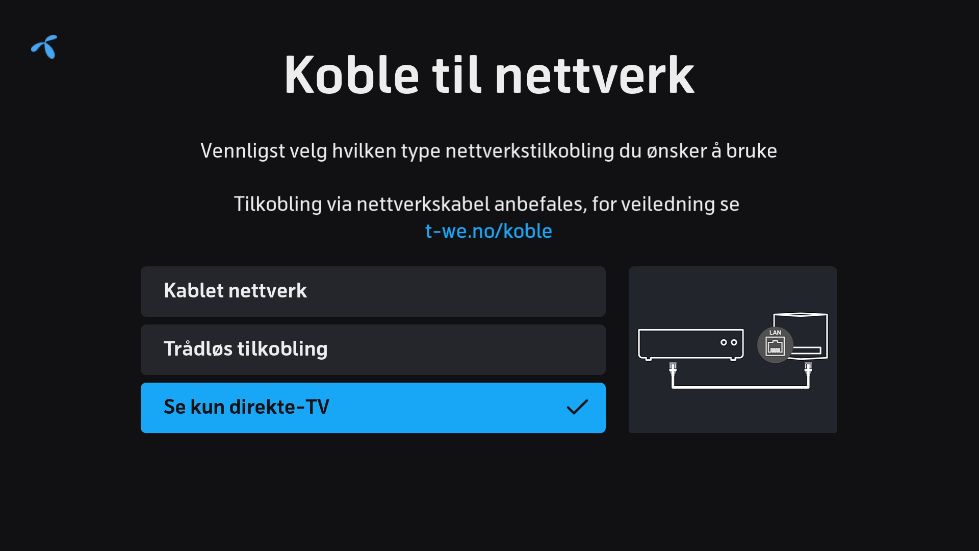 Velg nettverk