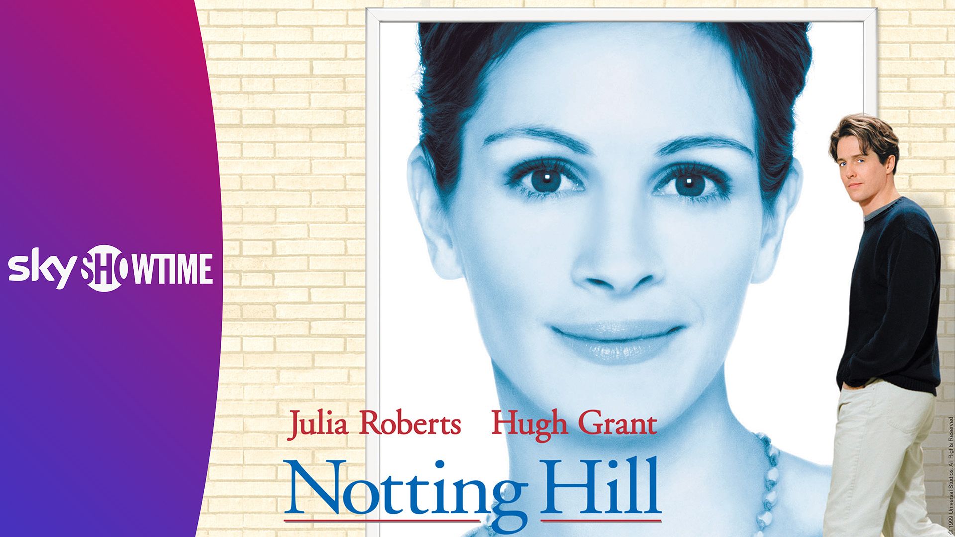 Plakat for Notting Hill på SkyShowtime, perfekt for Valentinsdagen.