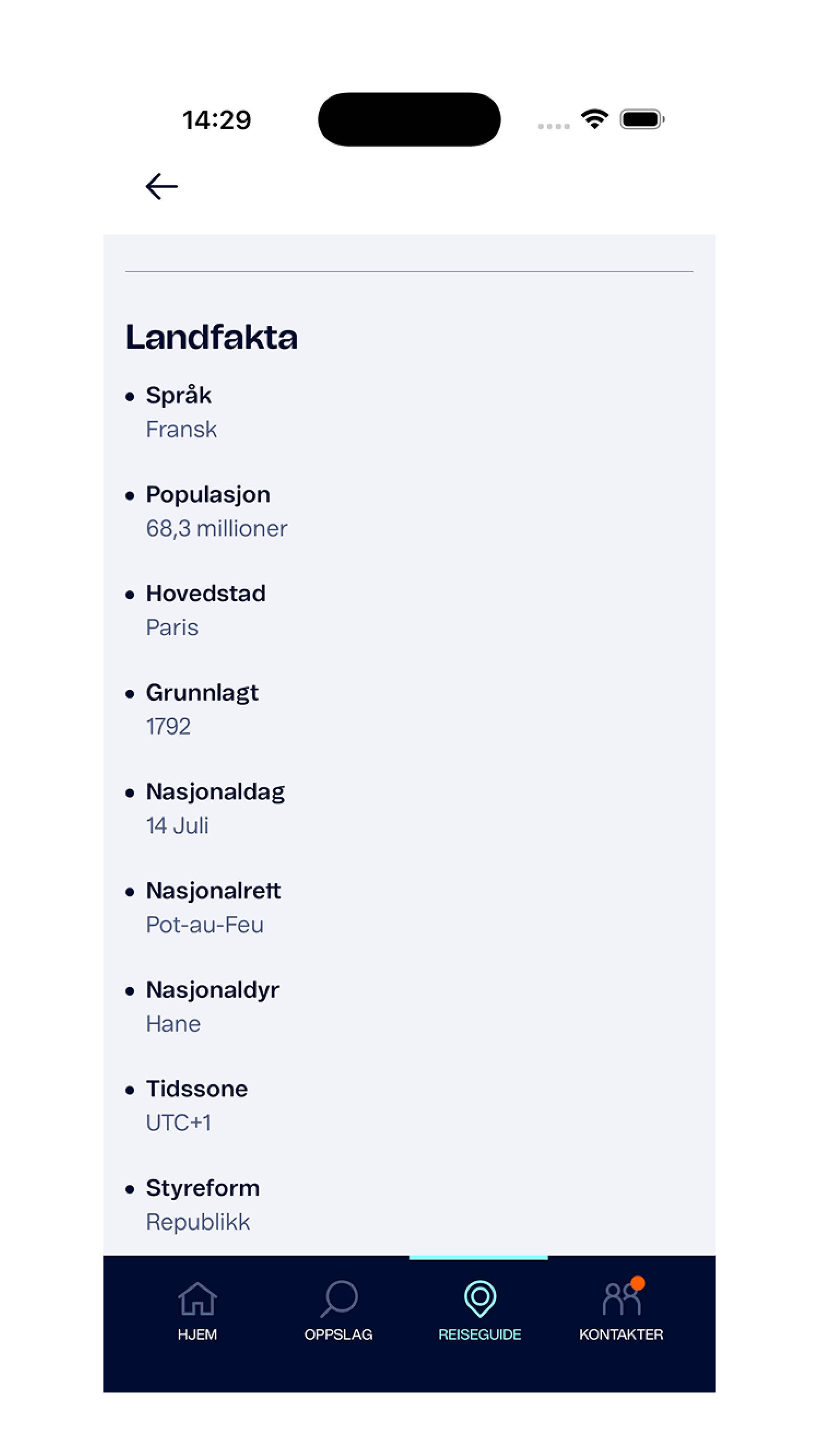 Informasjon du kan få i Reiseguiden