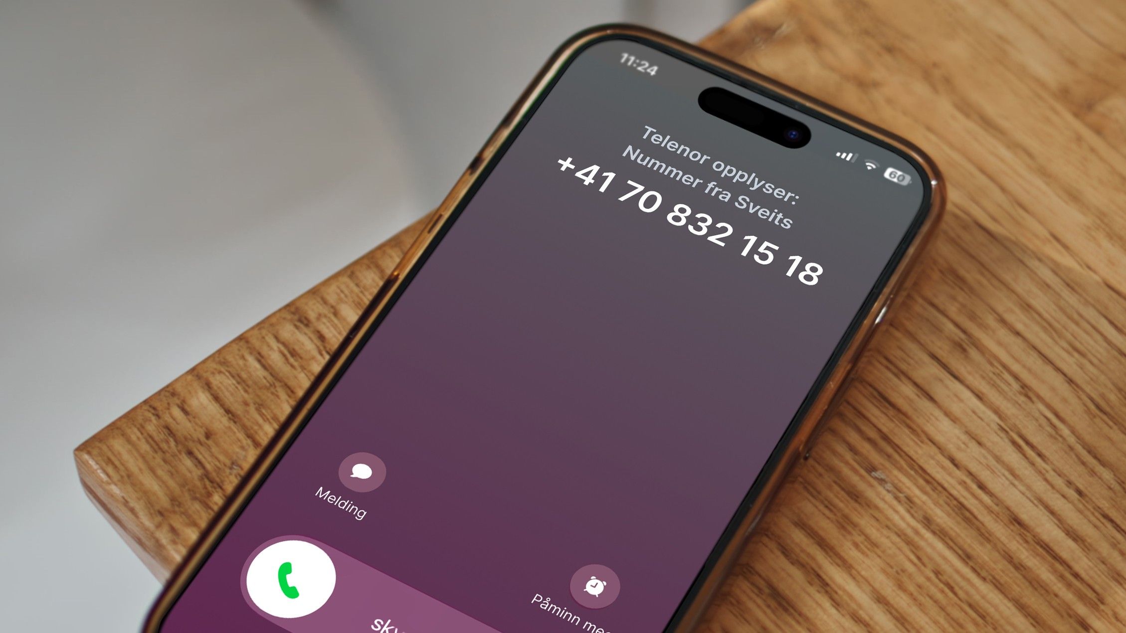 Inkommende anrop, Telenor opplyser: Nummer fra Sveits