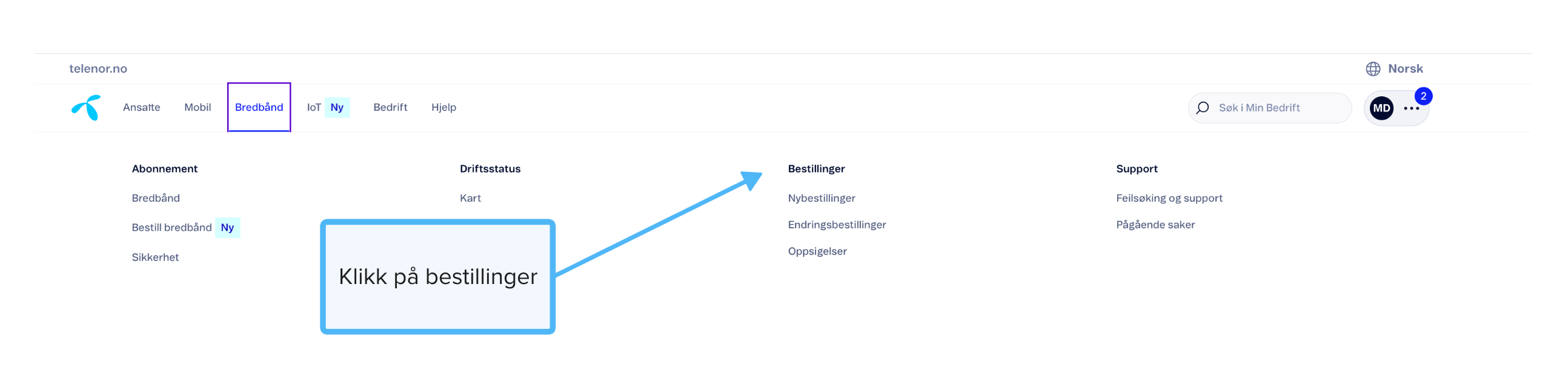Bestillinger steg 1