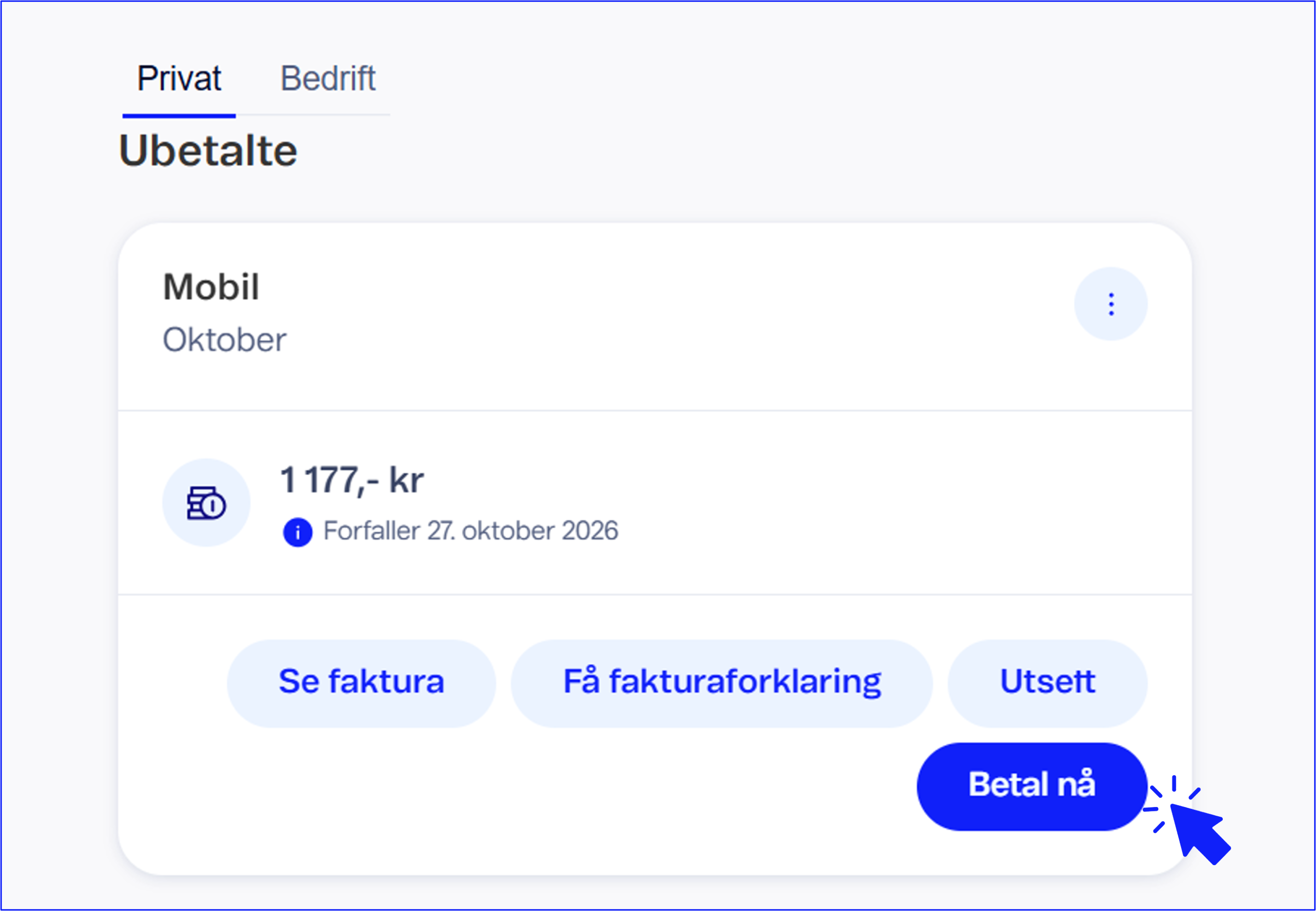Betale faktura - Mine Sider