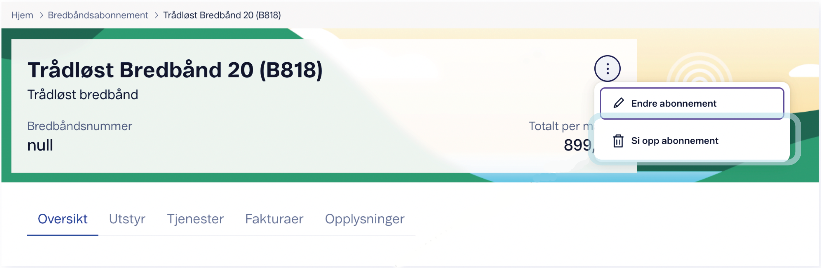 Oppsigelse av abonnement for Trådløst Bredbånd 20