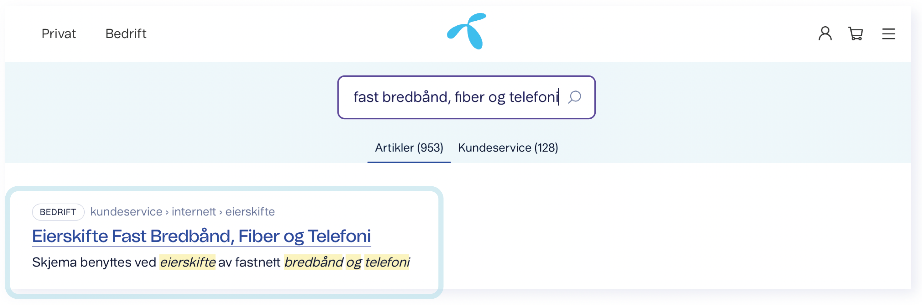 Skjema for eierskifte av fiber og trådløst bredbånd for bedrifter