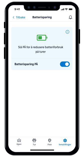 Skjermbilde av batterisparingsfunksjon på mobil