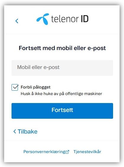 Registrere bruker telenor id - skriv inn mobilnummer