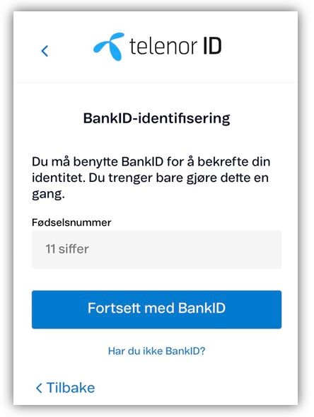 Registrere bruker telenor id - Bekreft din identitet med bank id