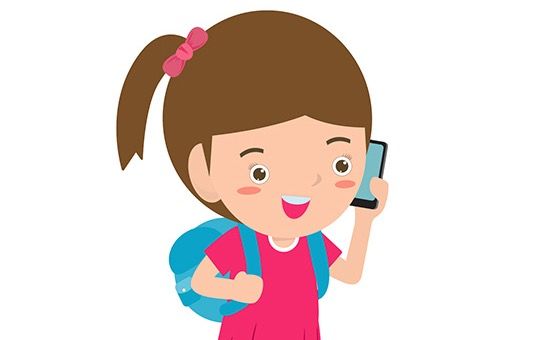 jente illustrasjon skolestart mobil