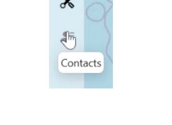 Ikon med håndpeker over en knapp merket "Contacts"