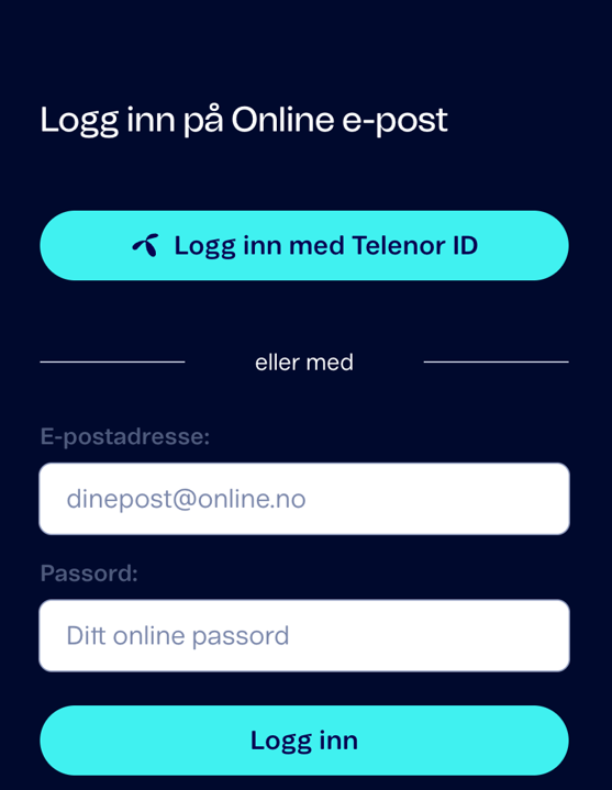 Logg inn på online.no - webmail