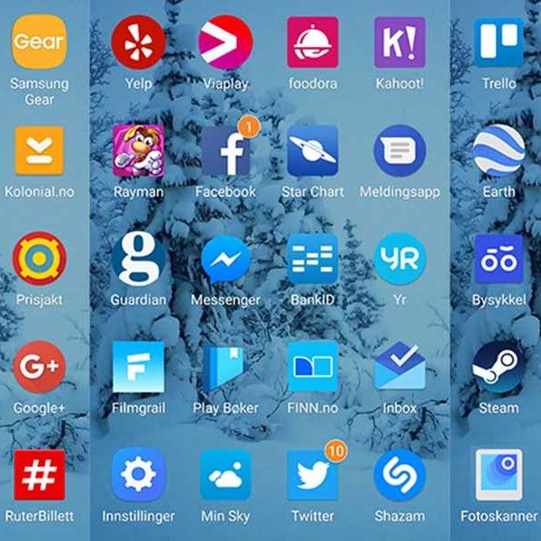 App-ikoner på en skjerm