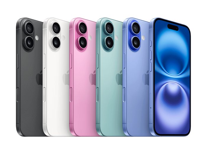 Fem iPhone-modeller i ulike farger
