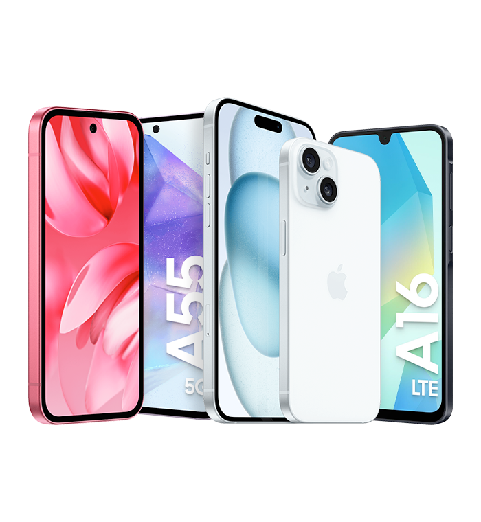 Fem iPhone-modeller i ulike farger