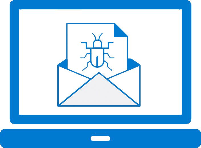 Datavirus i e-post på skjerm