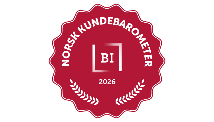Rød logo for Norsk Kundebarometer 2026, BI i midten