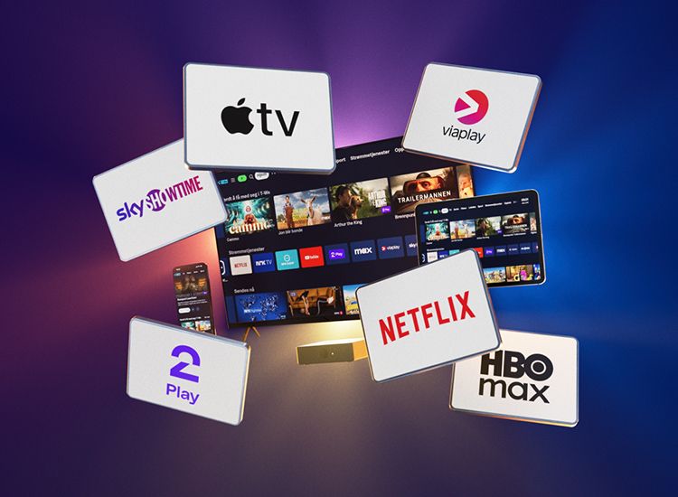 Streamingplattformer som Netflix, Viaplay, HBO Max og Apple TV+