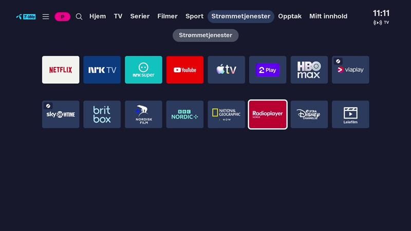 radioplayer - strømmetjenester på t-we boks 3