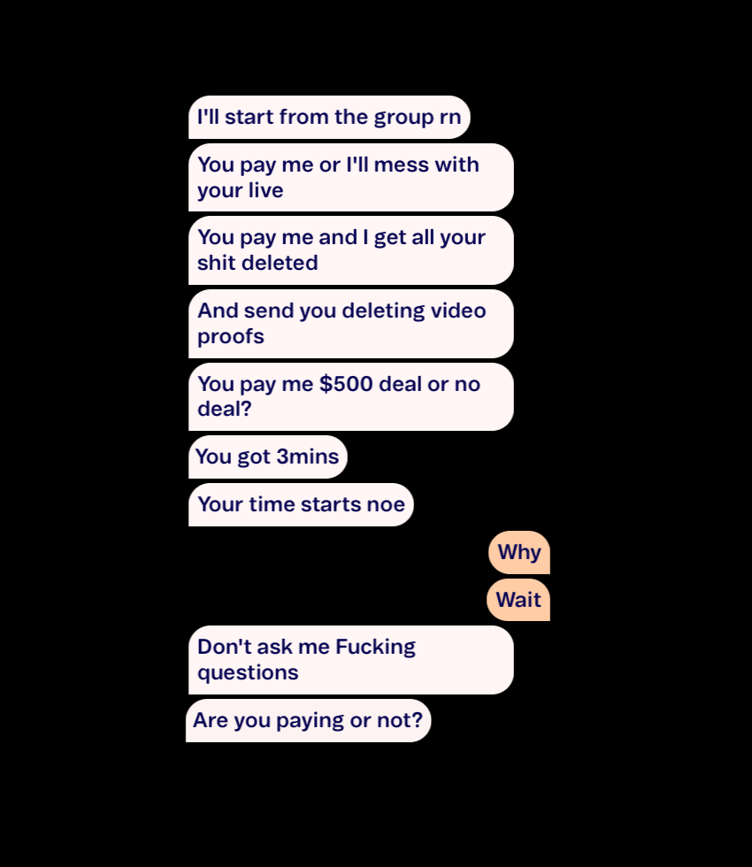 En skremmende melding som krever betaling og truer med konsekvenser