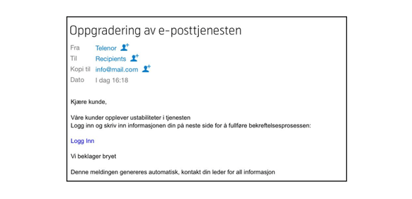 falsk e-post til Online e-postkunder