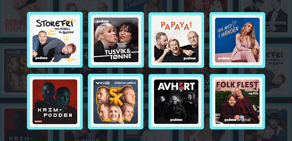 Banner for Podme som viser utvalget på tjenesten.